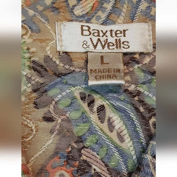 Baxter Wells Jacquard Paisley Pink Blue JacketBlazer Size L BohoChic Embroidered - Picture 4 of 9